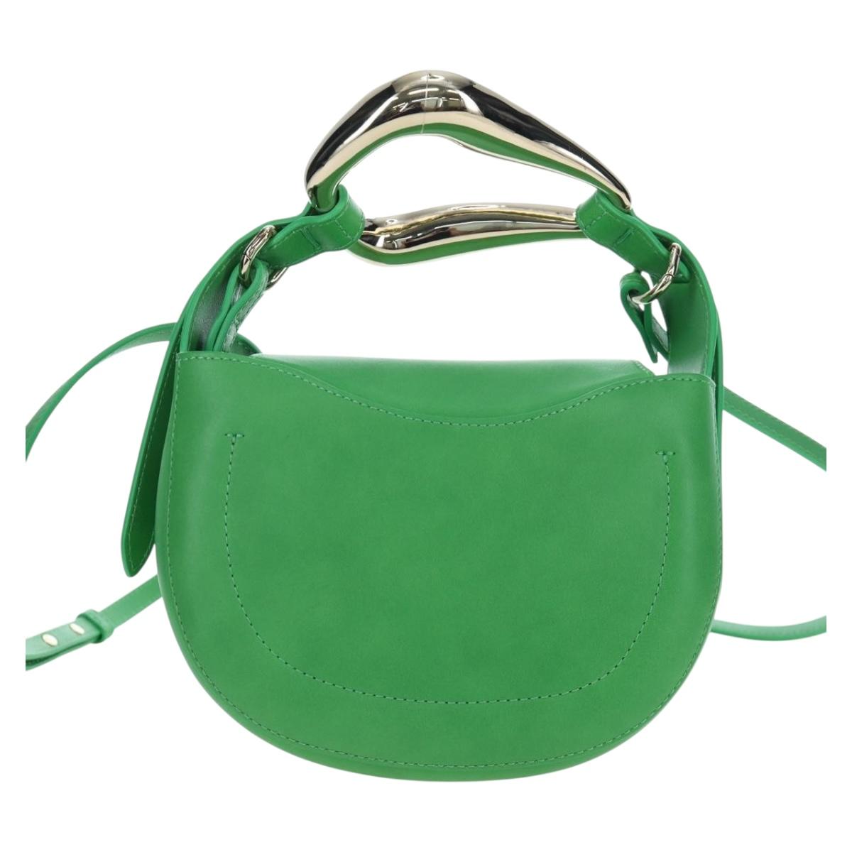 Chloe Kiss Shoulder Bag Leather 2way Green Gold Auth 191257V