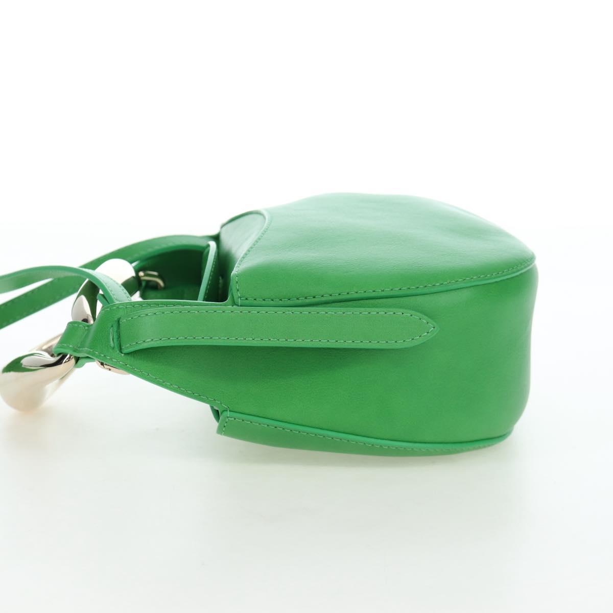 Chloe Kiss Shoulder Bag Leather 2way Green Gold Auth 191257V