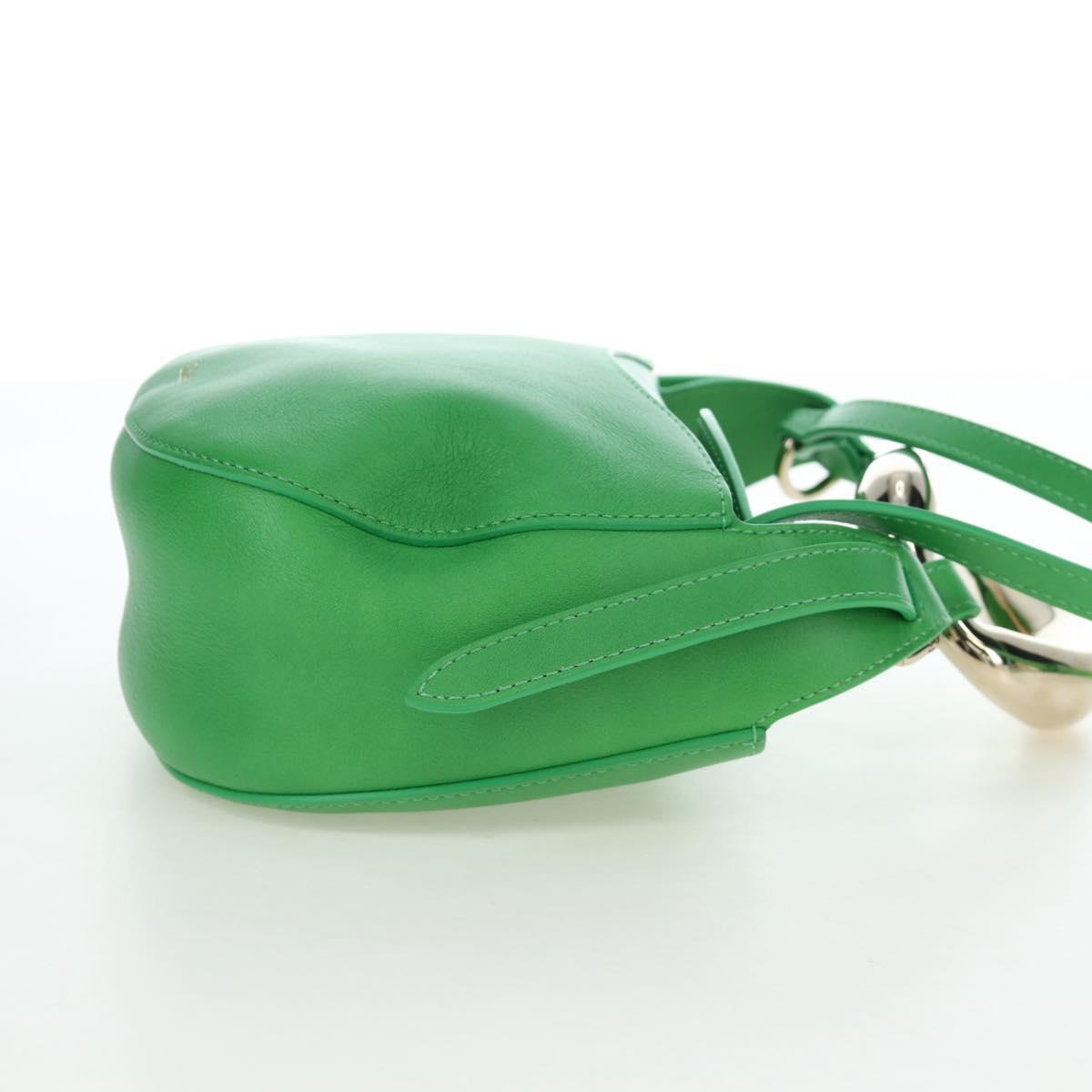 Chloe Kiss Shoulder Bag Leather 2way Green Gold Auth 191257V