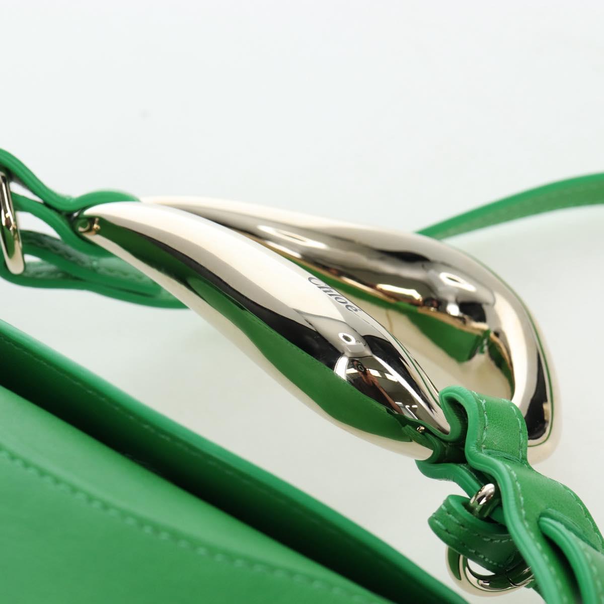 Chloe Kiss Shoulder Bag Leather 2way Green Gold Auth 191257V