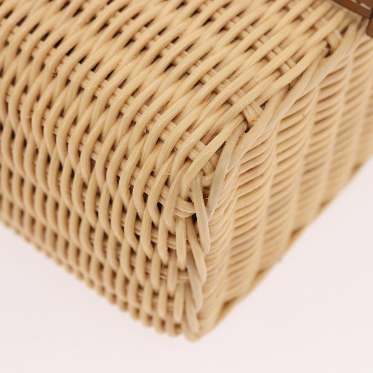 PRADA Wicker Hand Bag Rattan 2way Beige Gold Auth 191258SAM