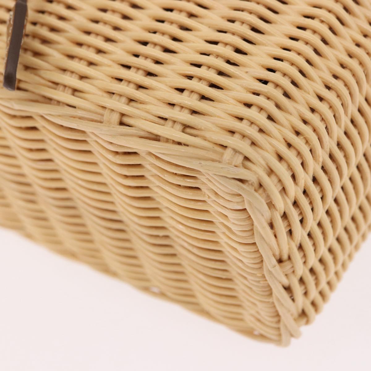 PRADA Wicker Hand Bag Rattan 2way Beige Gold Auth 191258SAM