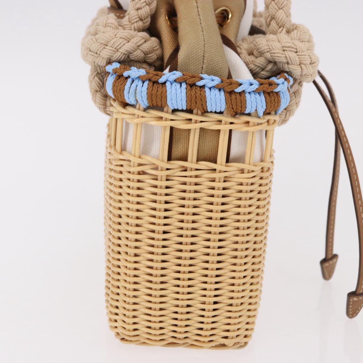 PRADA Wicker Hand Bag Rattan 2way Beige Gold Auth 191258SAM