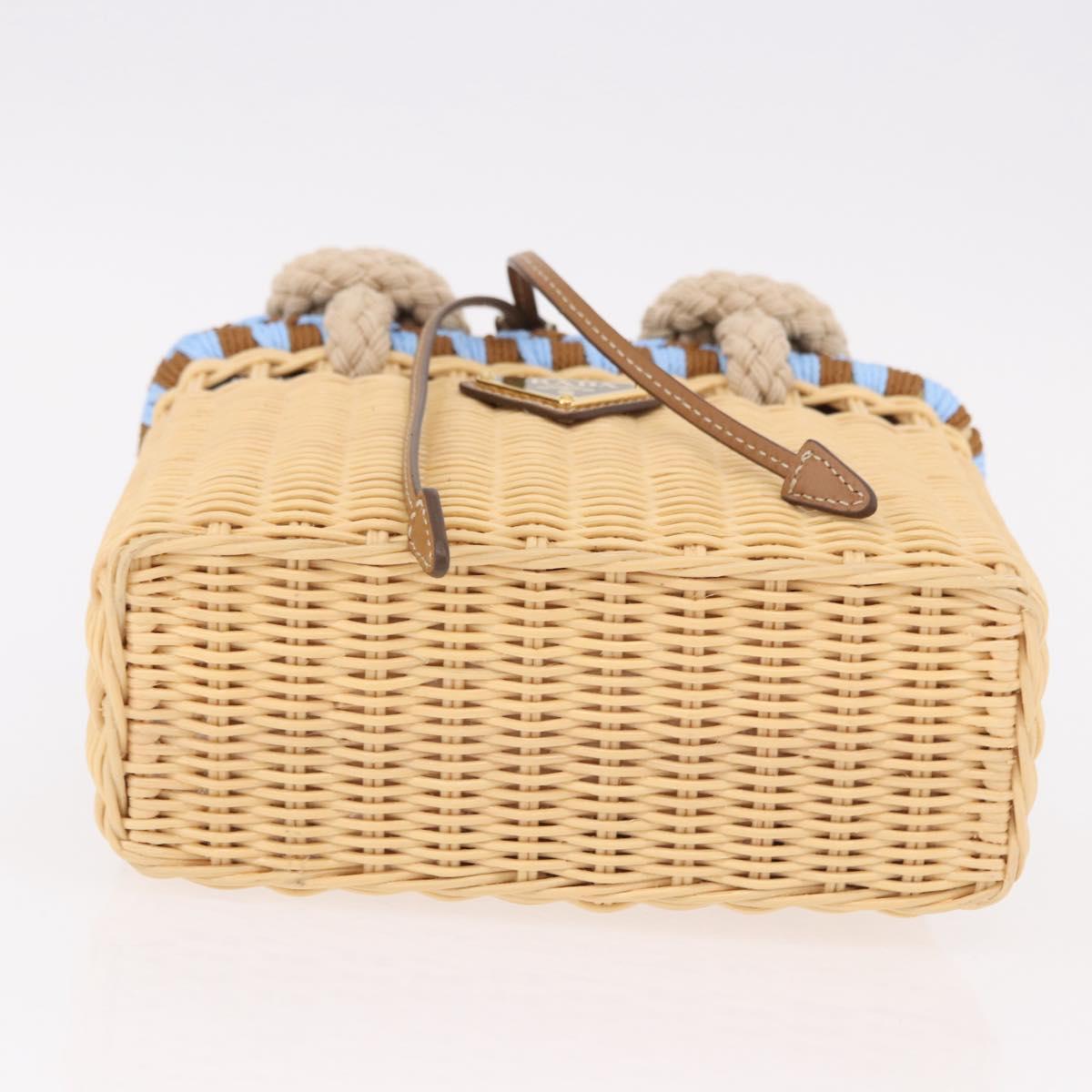 PRADA Wicker Hand Bag Rattan 2way Beige Gold Auth 191258SAM