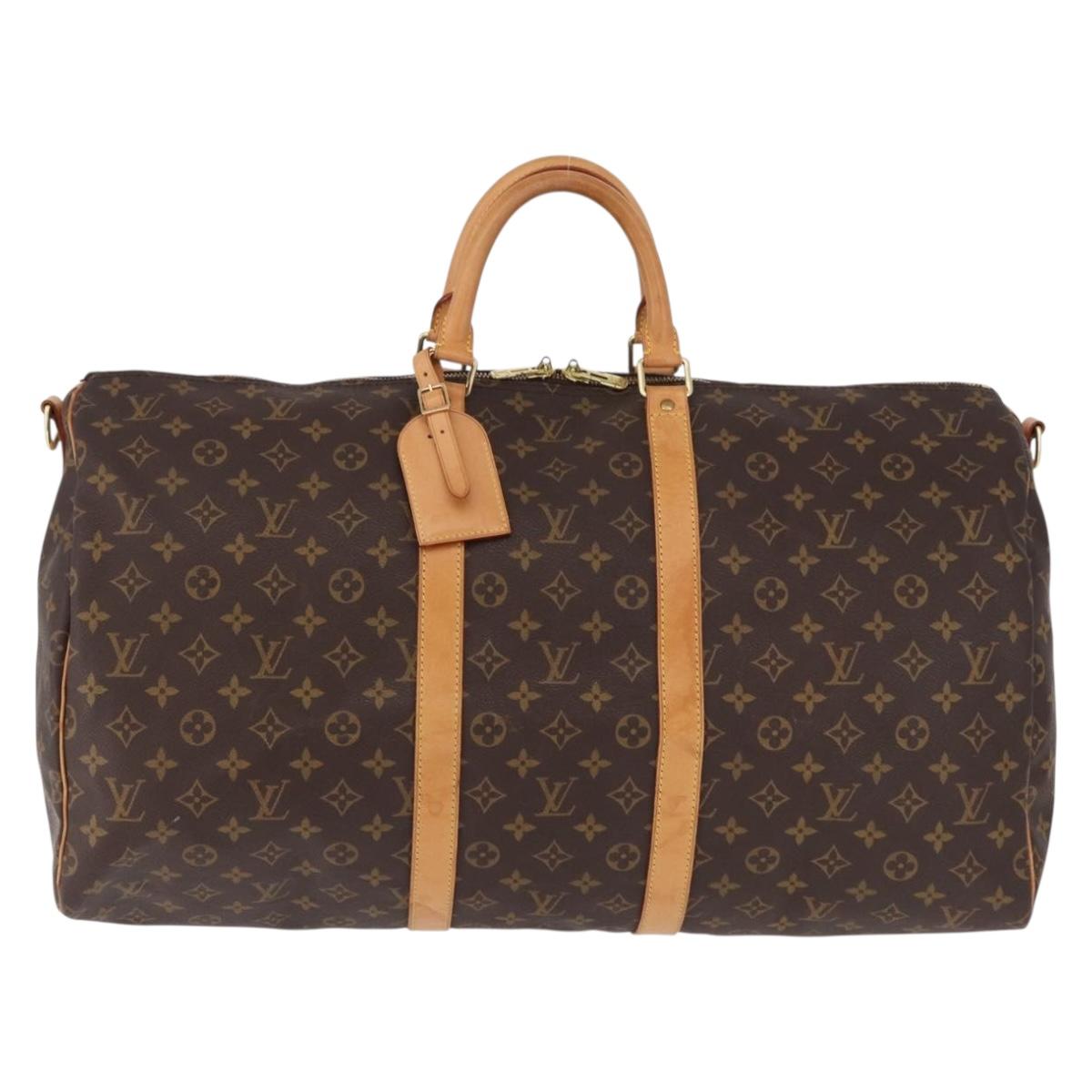 LOUIS VUITTON Monogram Keepall Bandouliere 55 Boston Bag M41414 LV Auth 191259A