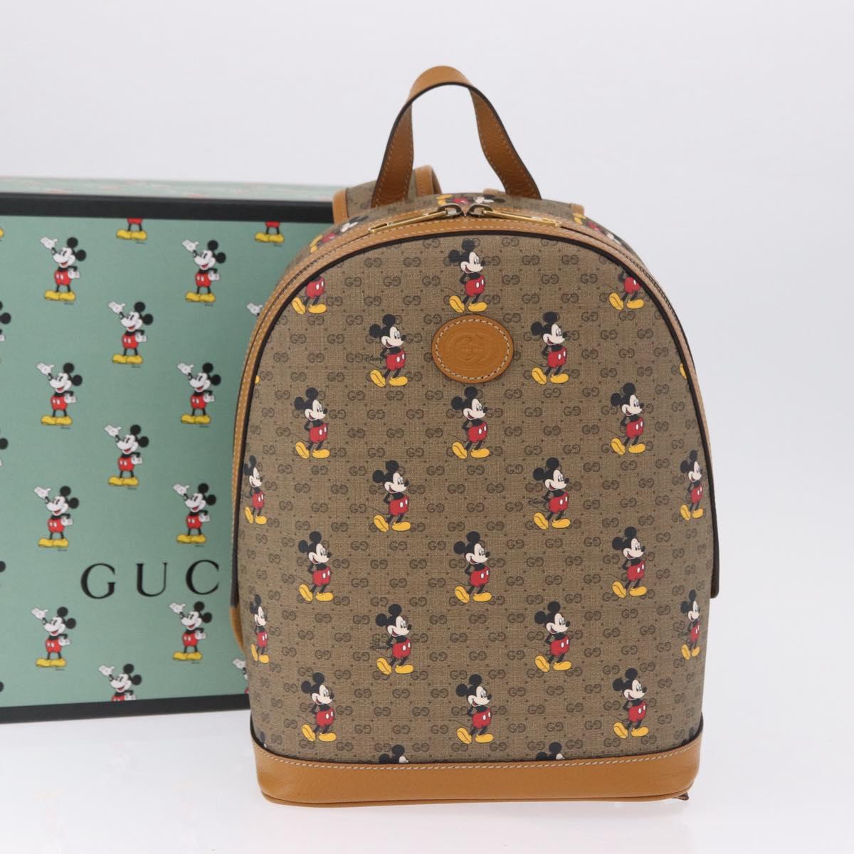 GUCCI Micro GG Supreme Disney Backpack PVC Beige Gold 552884 Auth 191262SAM