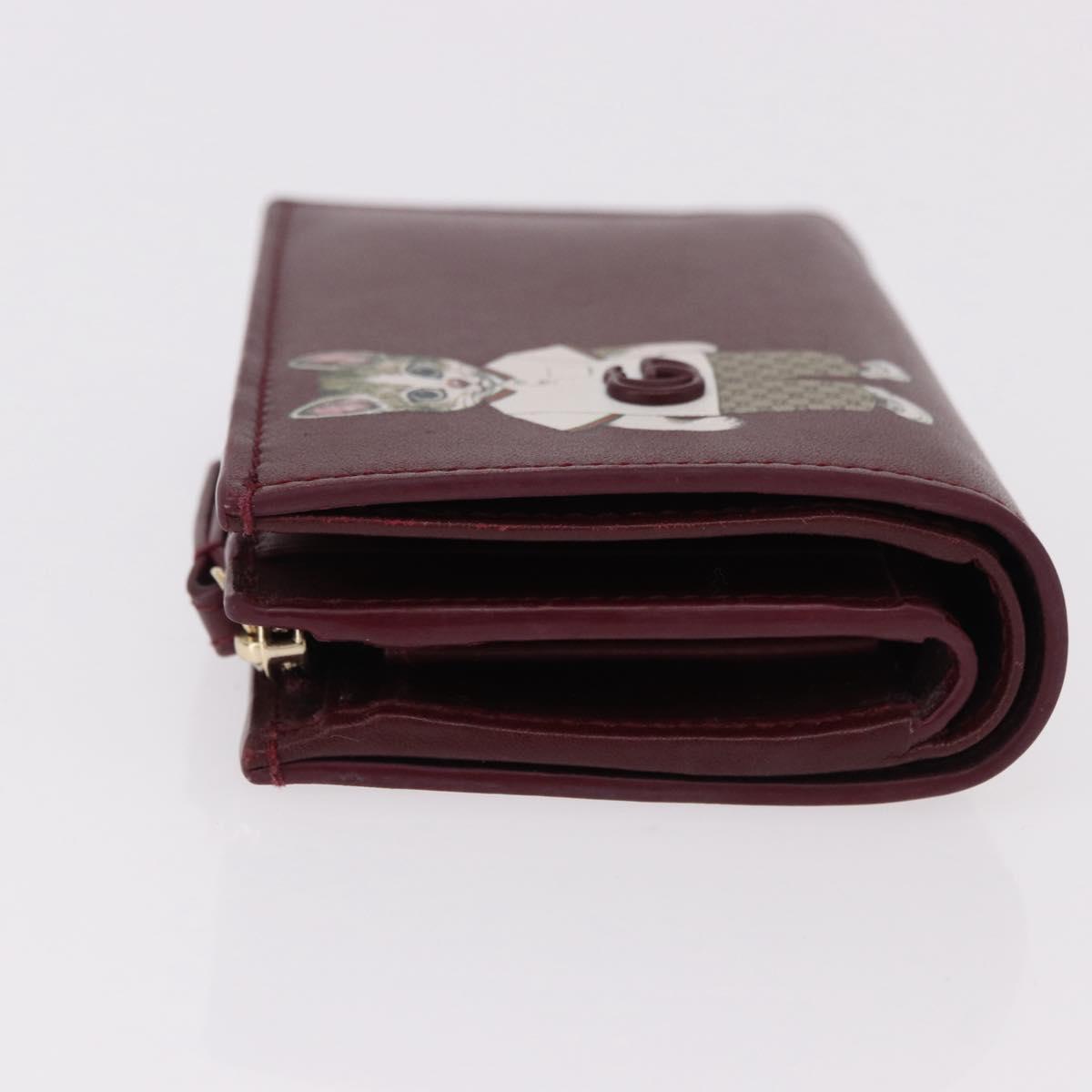 GUCCI Wallet Leather Higuchi Yuko Collaboration Bordeaux 847923 Auth 191265SM