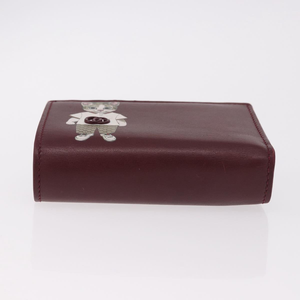GUCCI Wallet Leather Higuchi Yuko Collaboration Bordeaux 847923 Auth 191265SM