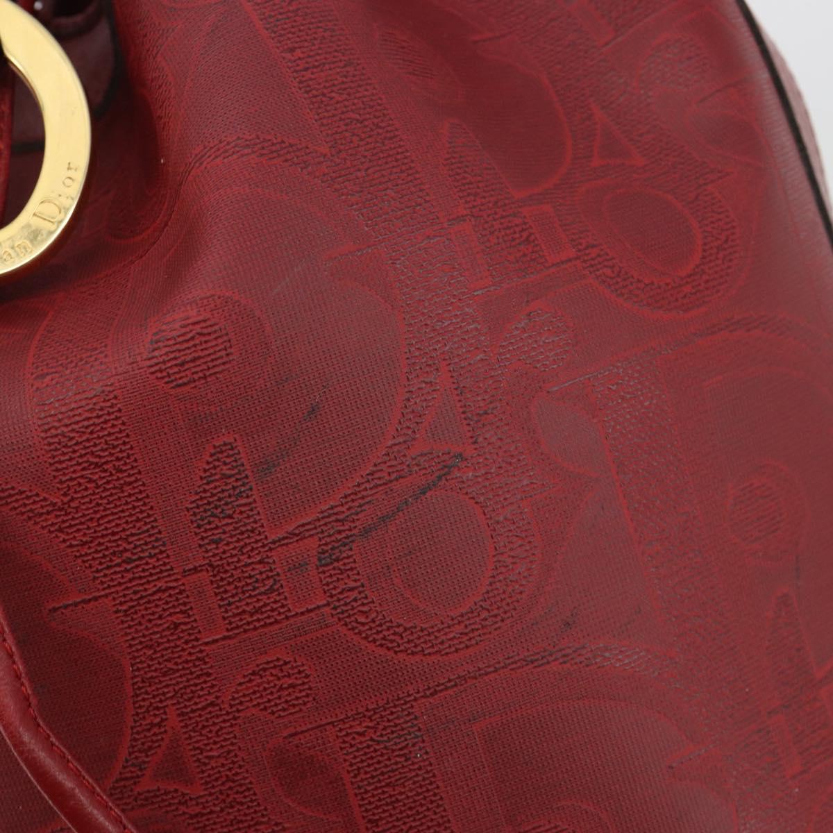Christian Dior Trotter Canvas Shoulder Bag PVC Red Gold Auth 191271