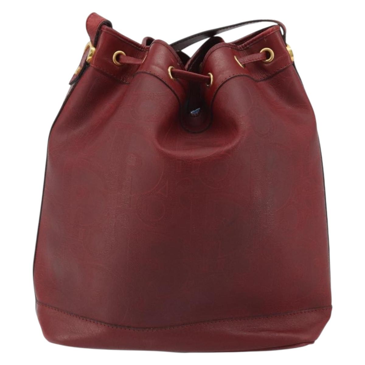 Christian Dior Trotter Canvas Shoulder Bag PVC Red Gold Auth 191271