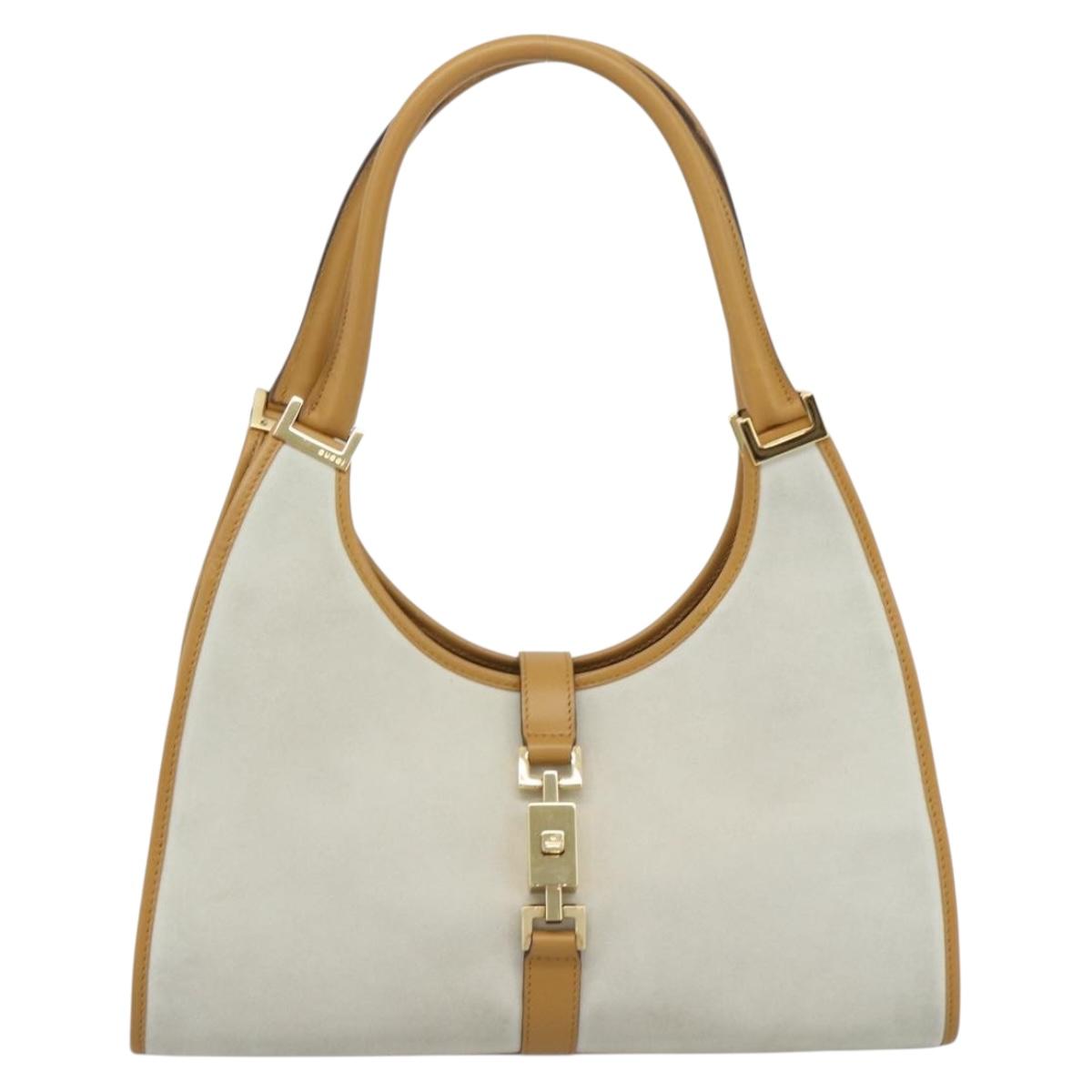 GUCCI Hand Bag Suede Gray Gold 002 1067 Auth 191272V