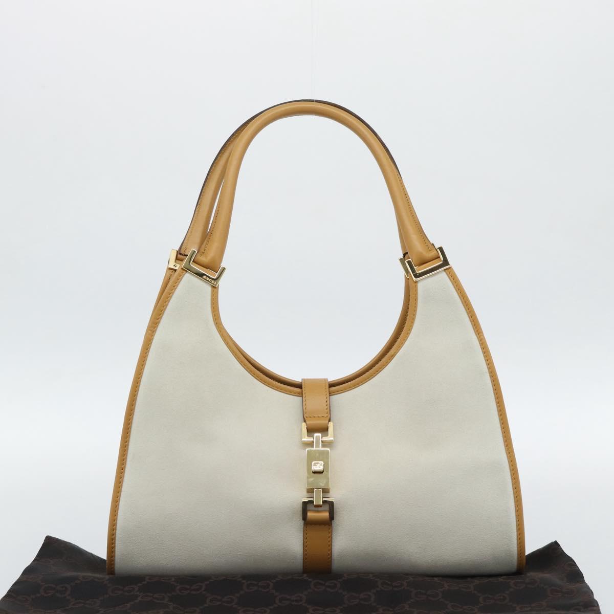 GUCCI Hand Bag Suede Gray Gold 002 1067 Auth 191272V