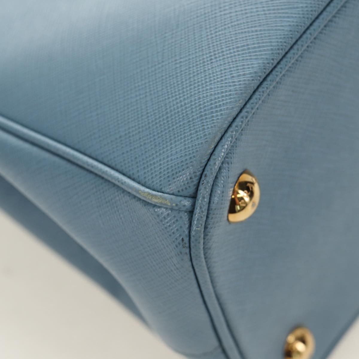 PRADA Galleria Hand Bag Safiano 2way Light Blue Gold Auth 191273V