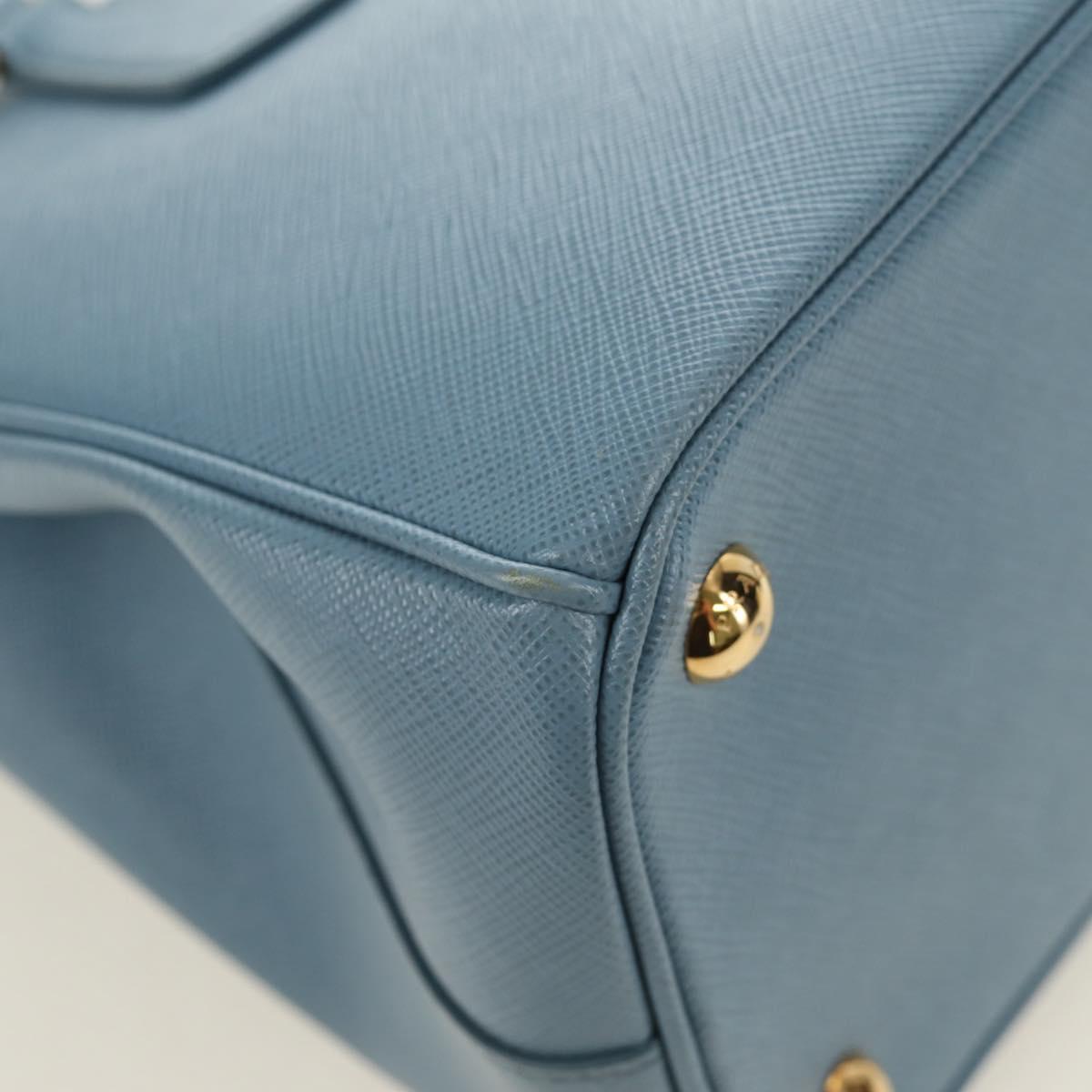 PRADA Galleria Hand Bag Safiano 2way Light Blue Gold Auth 191273V