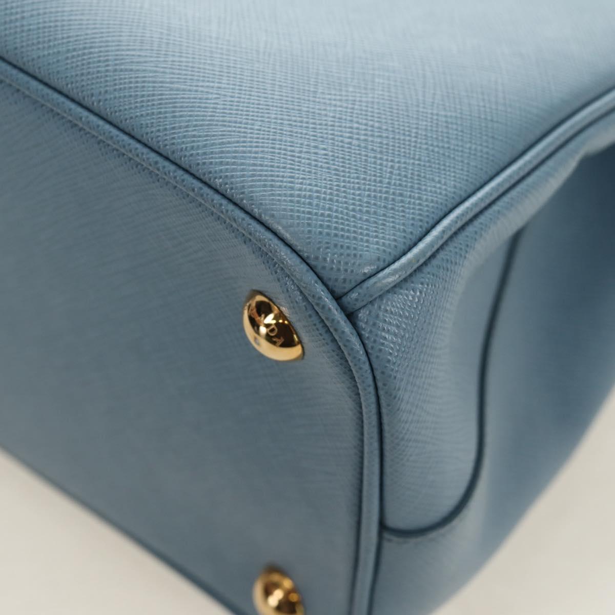 PRADA Galleria Hand Bag Safiano 2way Light Blue Gold Auth 191273V