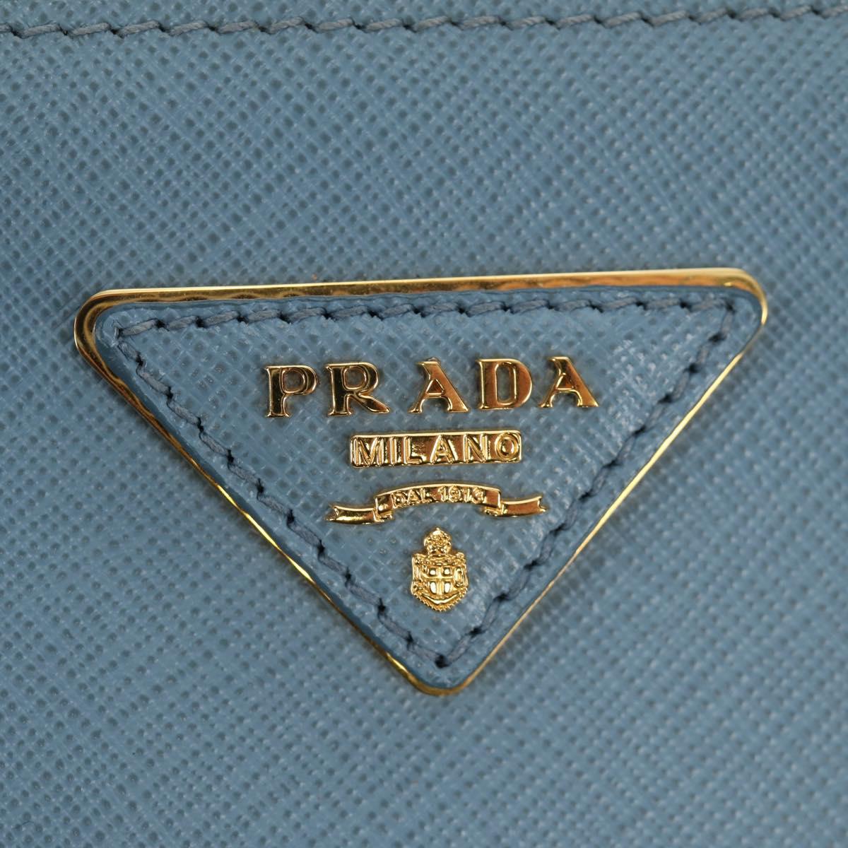 PRADA Galleria Hand Bag Safiano 2way Light Blue Gold Auth 191273V