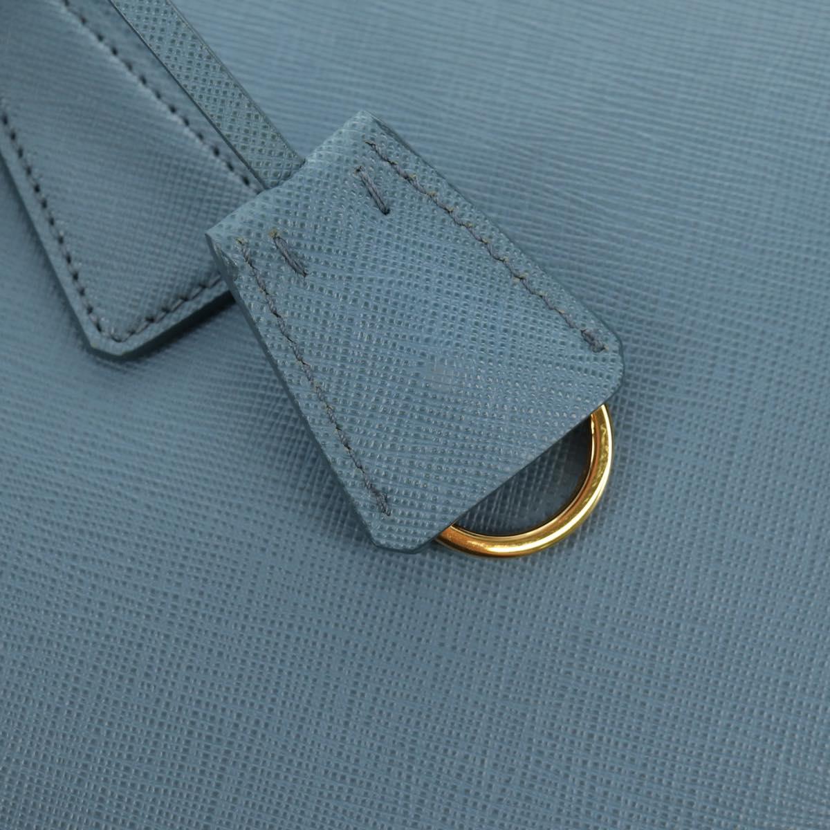 PRADA Galleria Hand Bag Safiano 2way Light Blue Gold Auth 191273V
