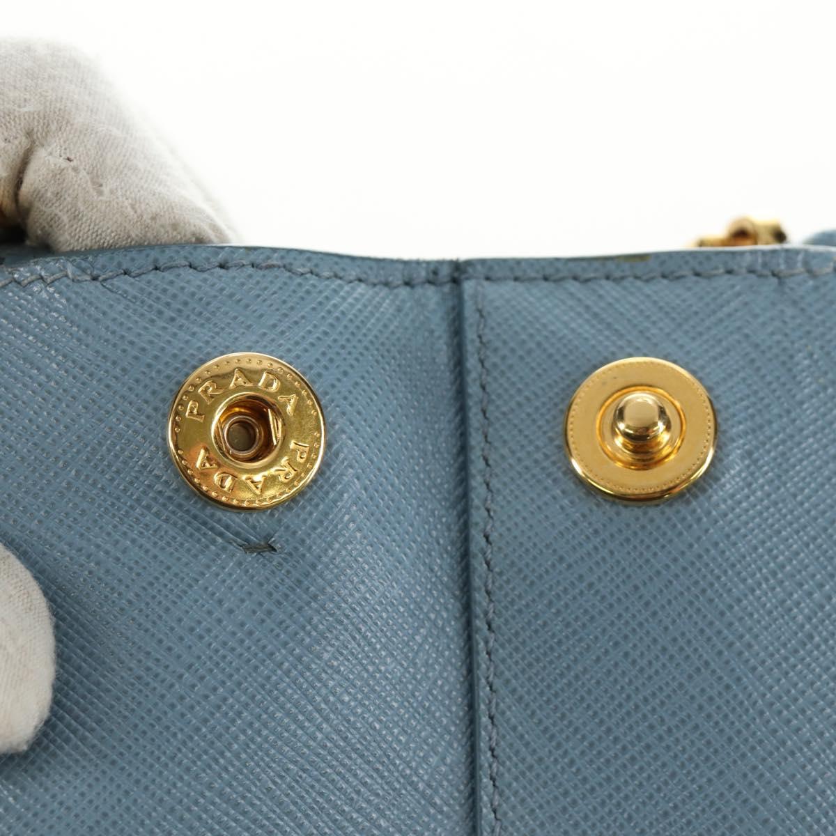 PRADA Galleria Hand Bag Safiano 2way Light Blue Gold Auth 191273V