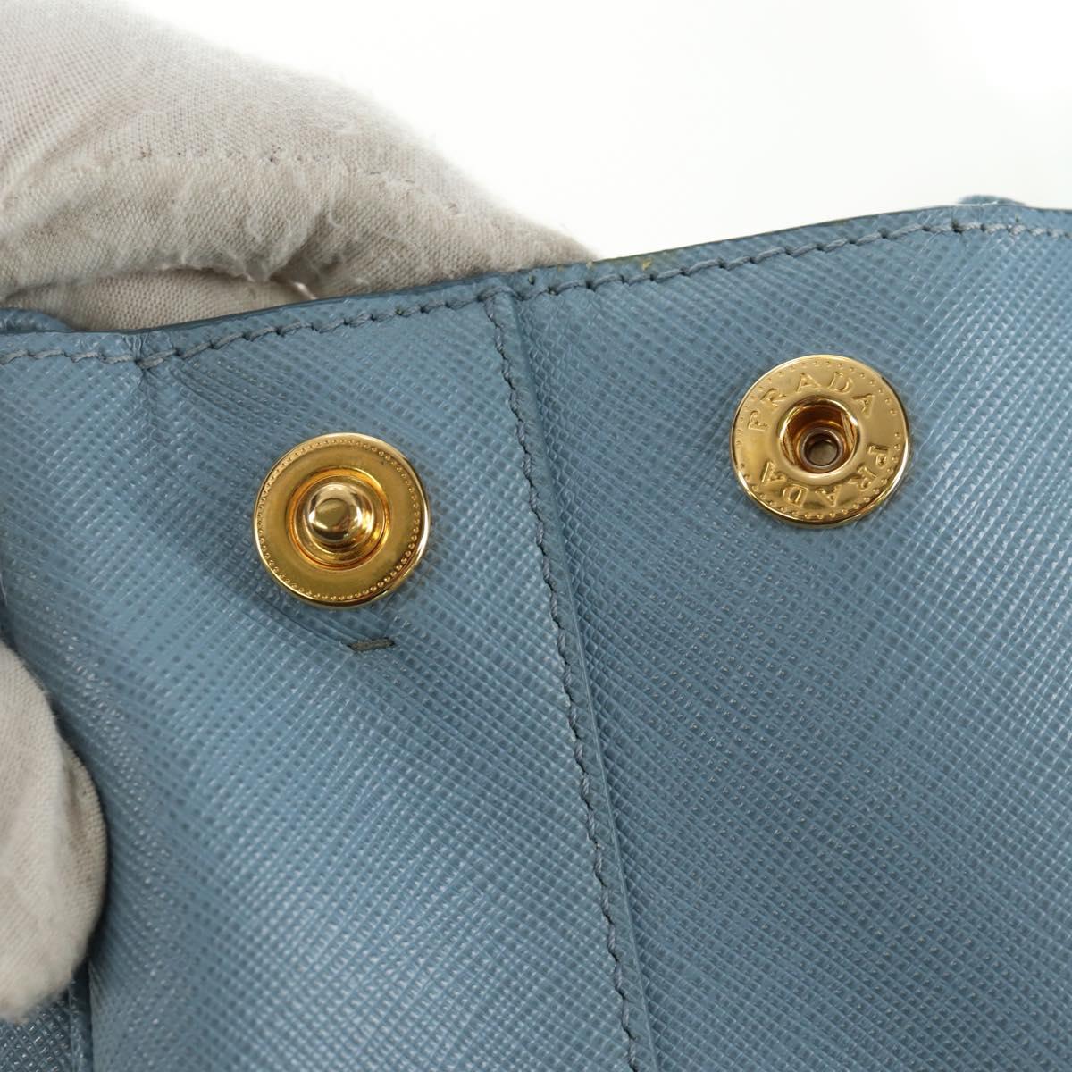 PRADA Galleria Hand Bag Safiano 2way Light Blue Gold Auth 191273V