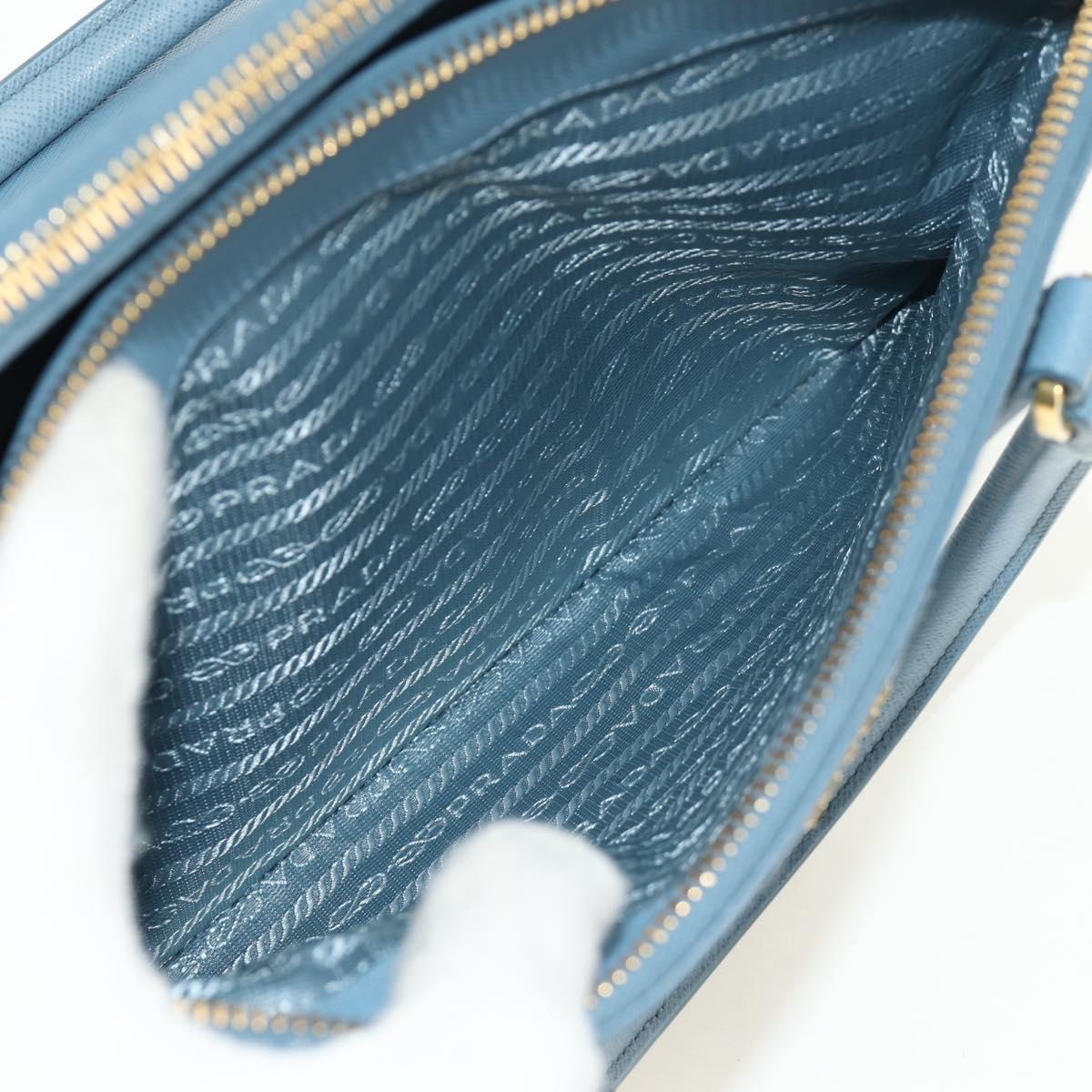 PRADA Galleria Hand Bag Safiano 2way Light Blue Gold Auth 191273V