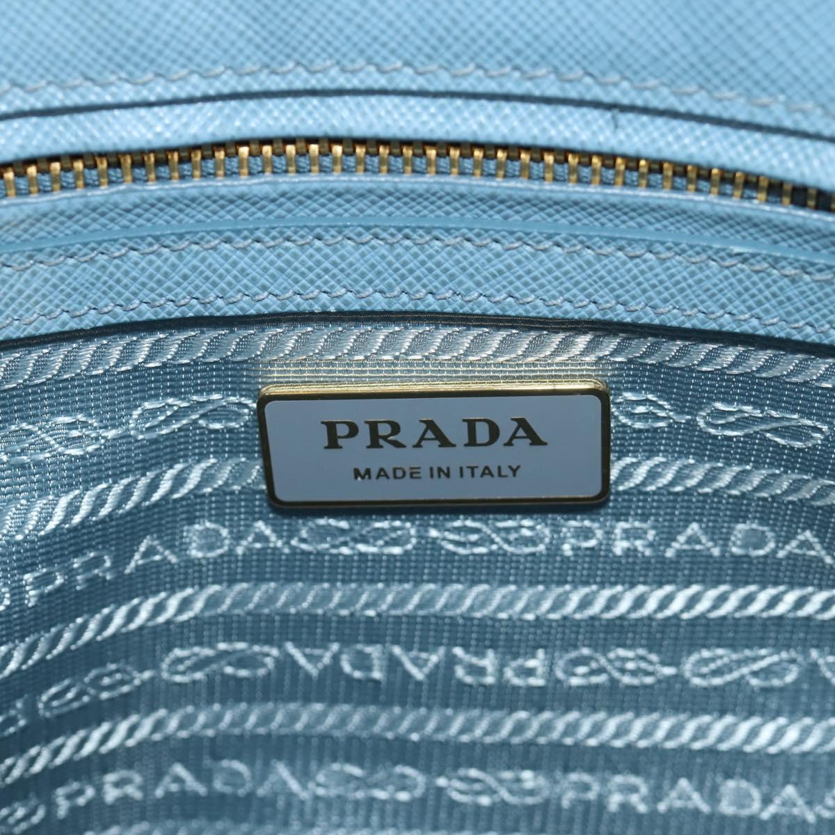 PRADA Galleria Hand Bag Safiano 2way Light Blue Gold Auth 191273V