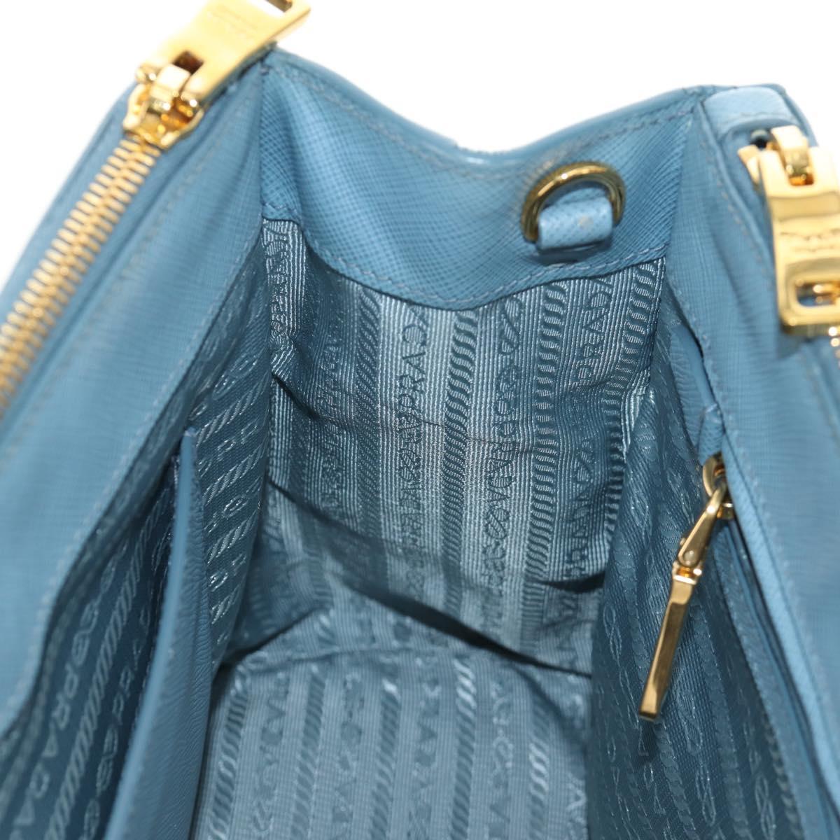 PRADA Galleria Hand Bag Safiano 2way Light Blue Gold Auth 191273V