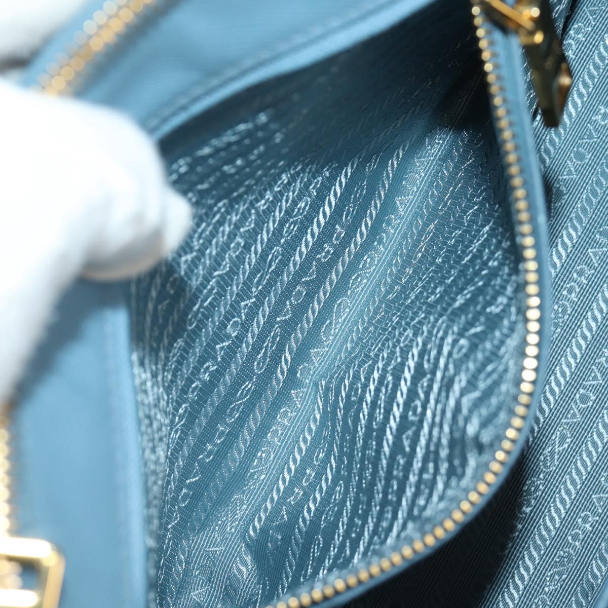 PRADA Galleria Hand Bag Safiano 2way Light Blue Gold Auth 191273V
