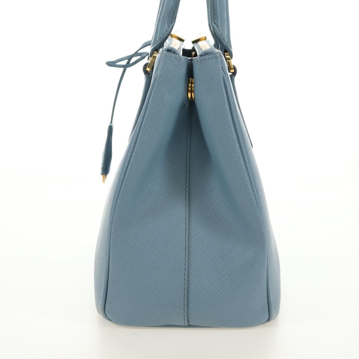 PRADA Galleria Hand Bag Safiano 2way Light Blue Gold Auth 191273V
