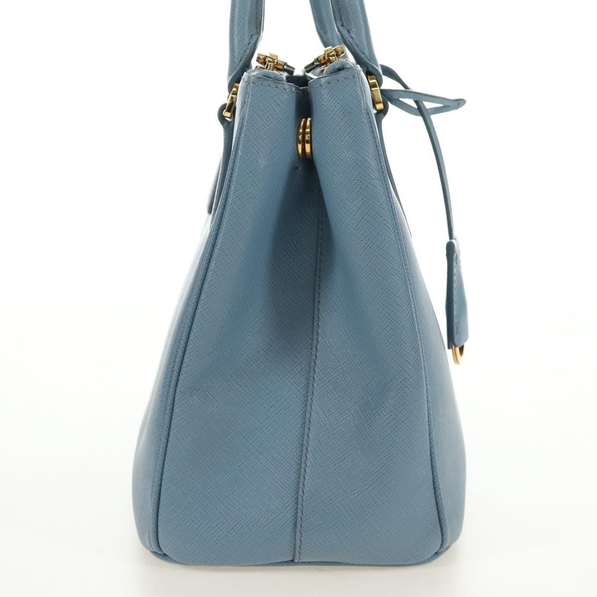 PRADA Galleria Hand Bag Safiano 2way Light Blue Gold Auth 191273V