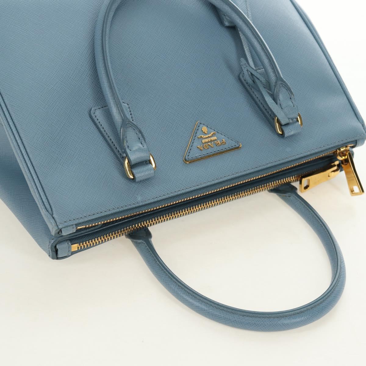 PRADA Galleria Hand Bag Safiano 2way Light Blue Gold Auth 191273V