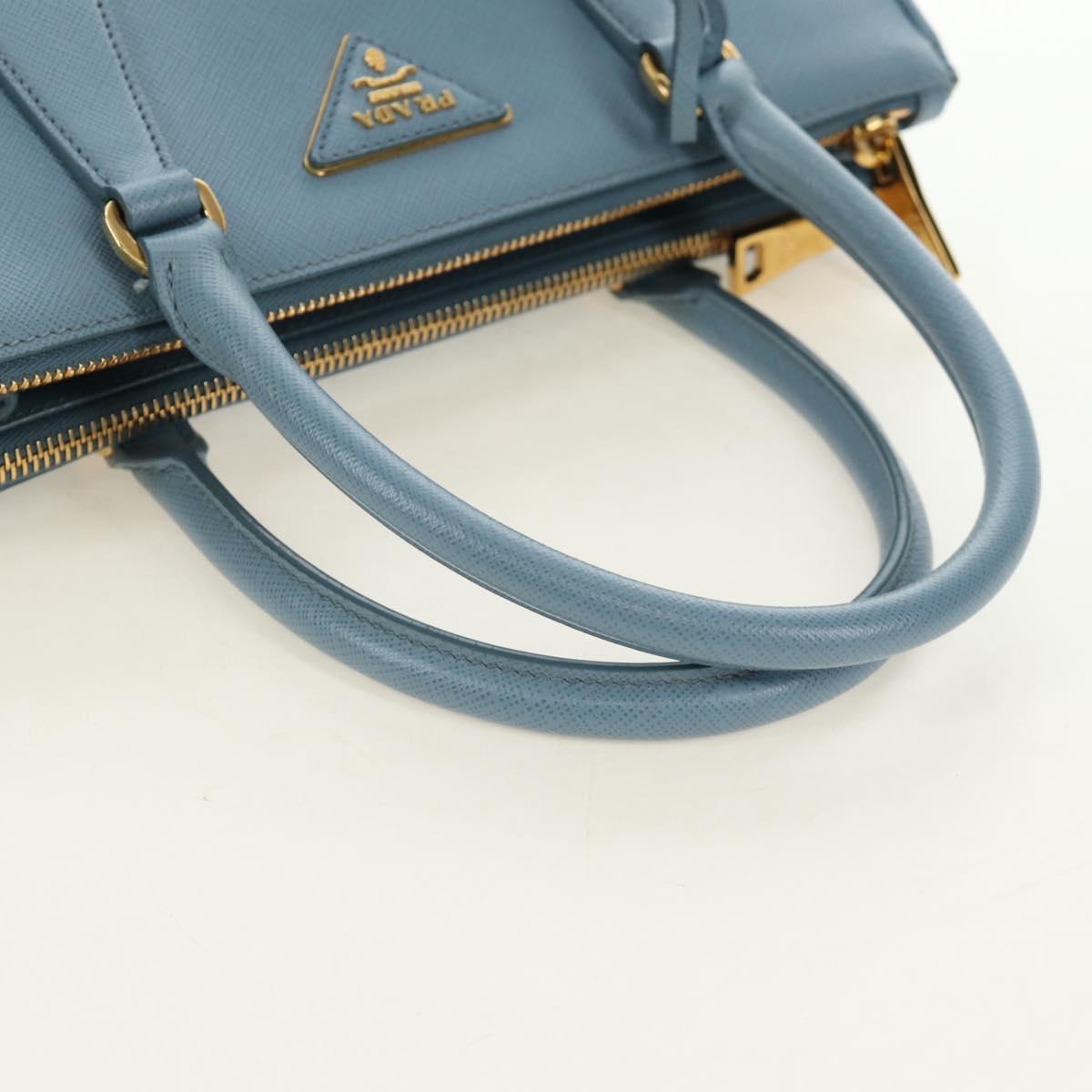 PRADA Galleria Hand Bag Safiano 2way Light Blue Gold Auth 191273V