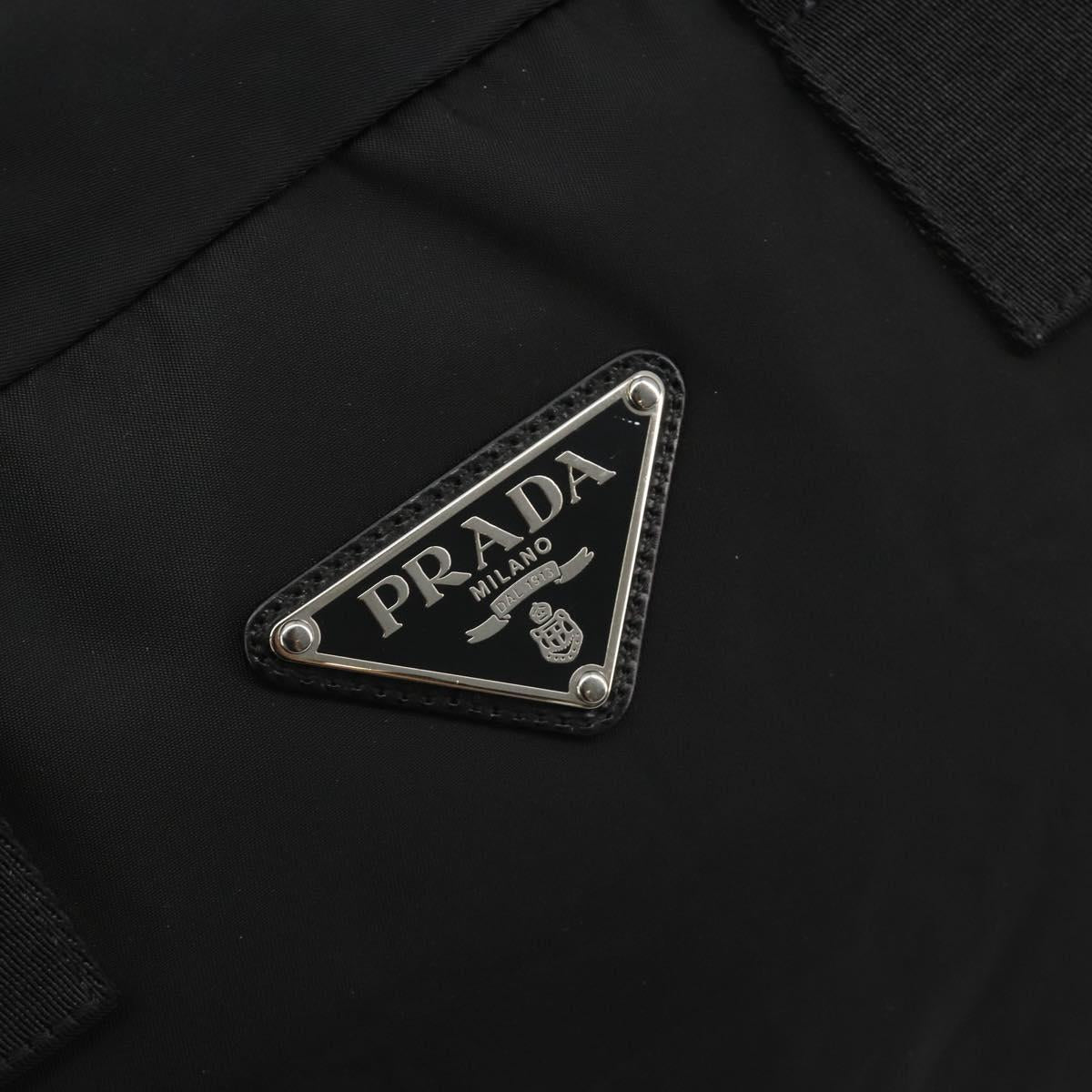 PRADA Boston Bag Nylon Black Silver Auth 191276A