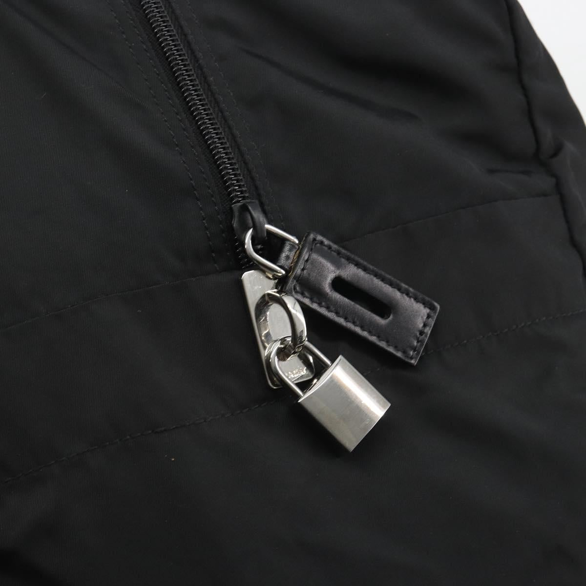 PRADA Boston Bag Nylon Black Silver Auth 191276A