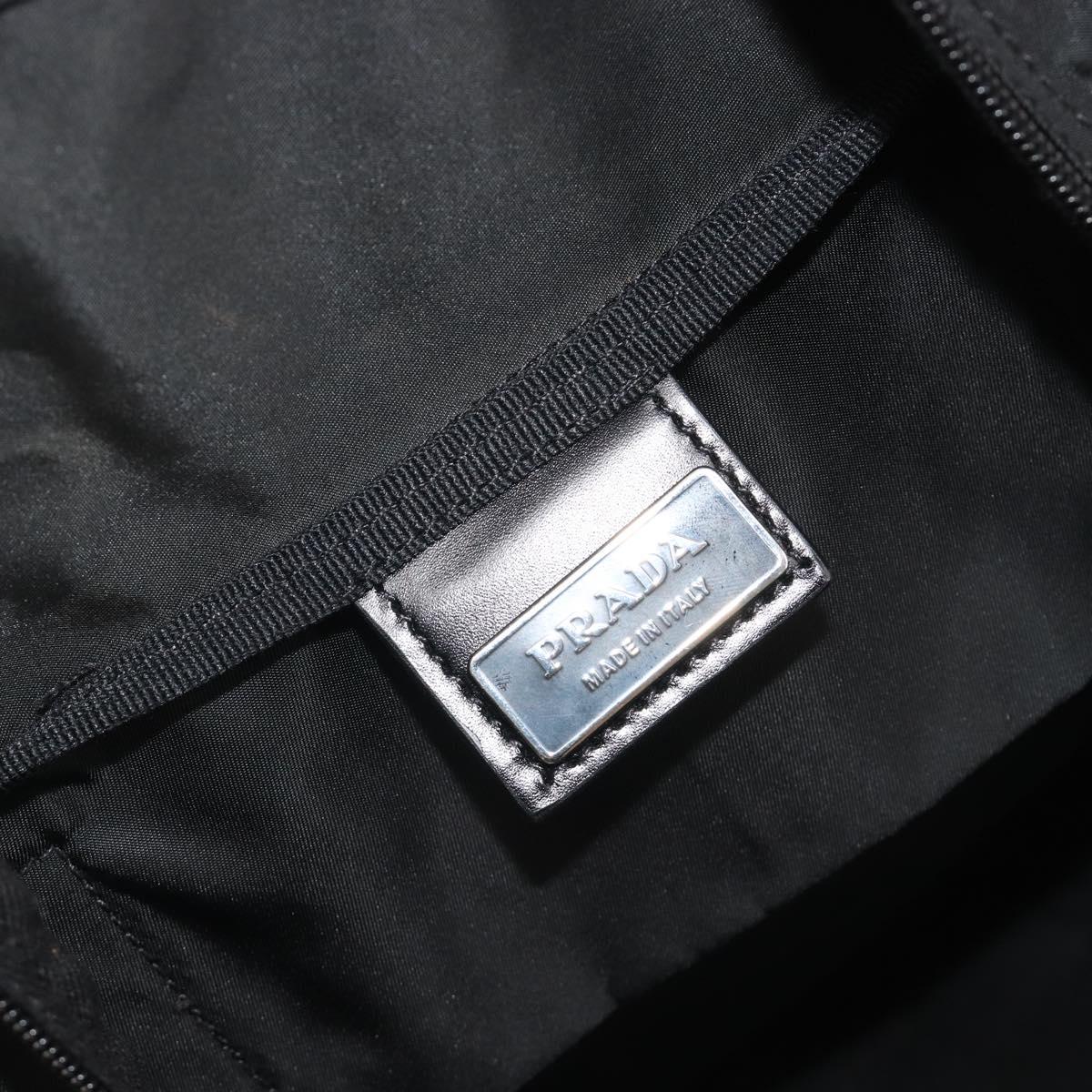 PRADA Boston Bag Nylon Black Silver Auth 191276A