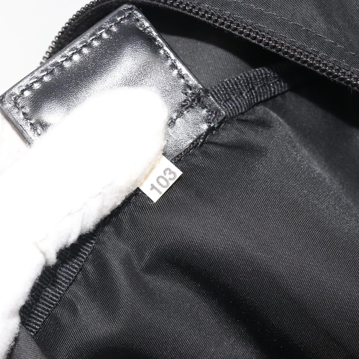 PRADA Boston Bag Nylon Black Silver Auth 191276A