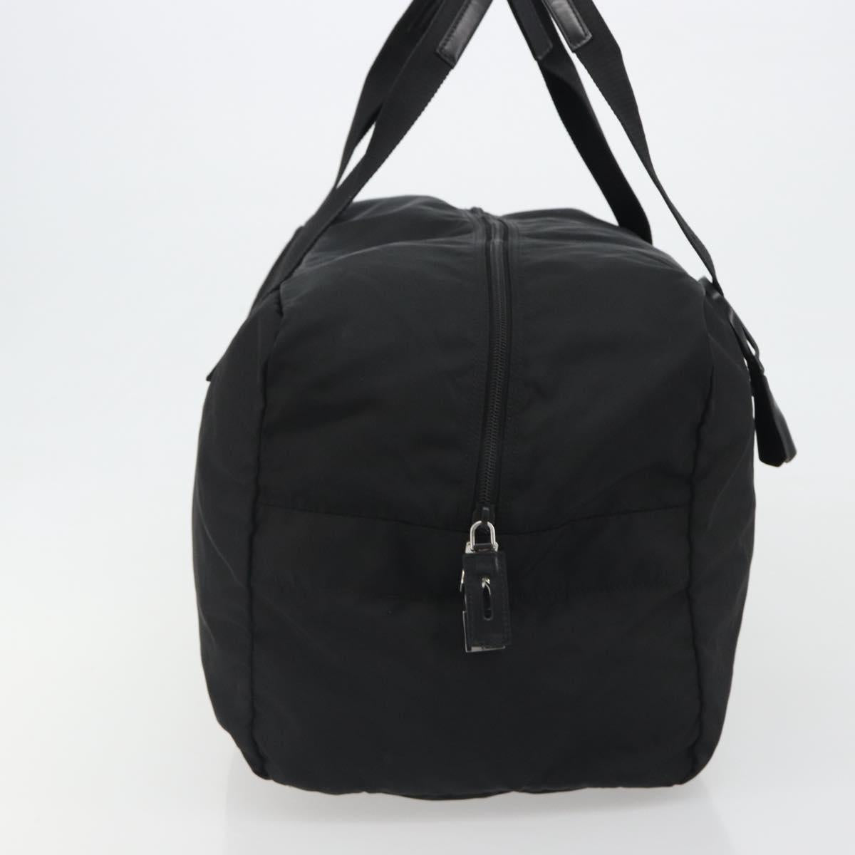PRADA Boston Bag Nylon Black Silver Auth 191276A