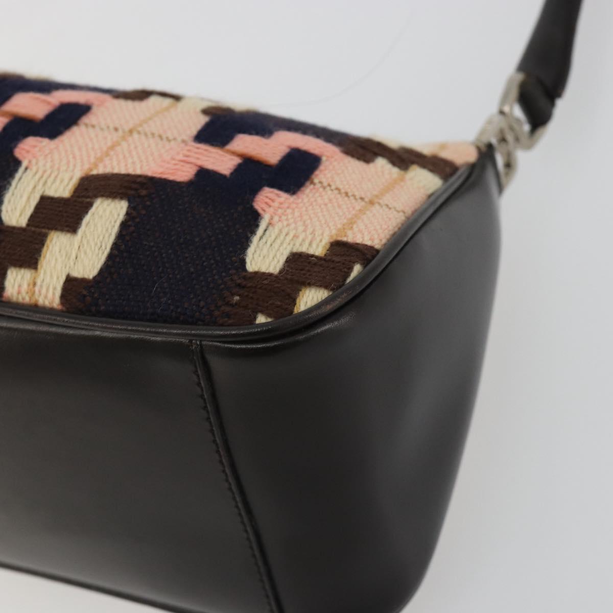PRADA Shoulder Bag Knitted Fabrics Pink Silver Auth 191277V