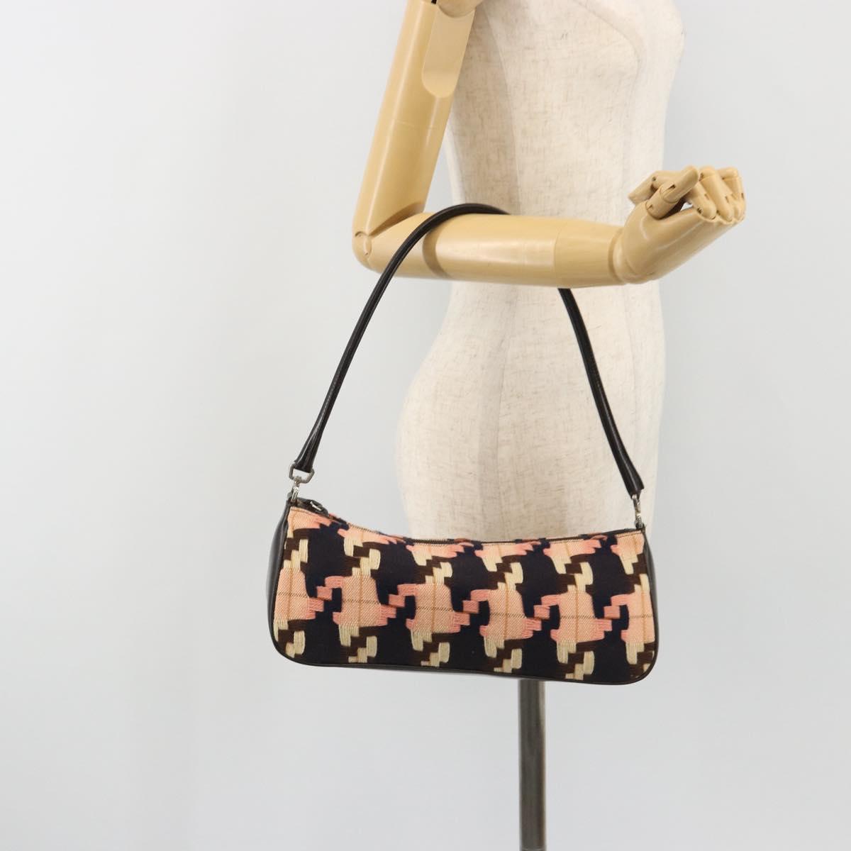 PRADA Shoulder Bag Knitted Fabrics Pink Silver Auth 191277V