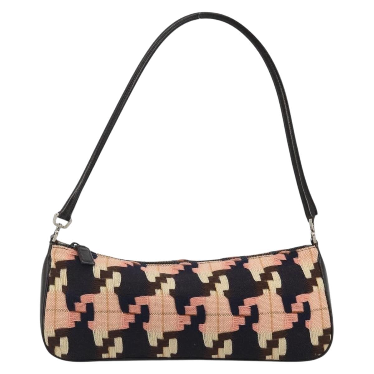 PRADA Shoulder Bag Knitted Fabrics Pink Silver Auth 191277V