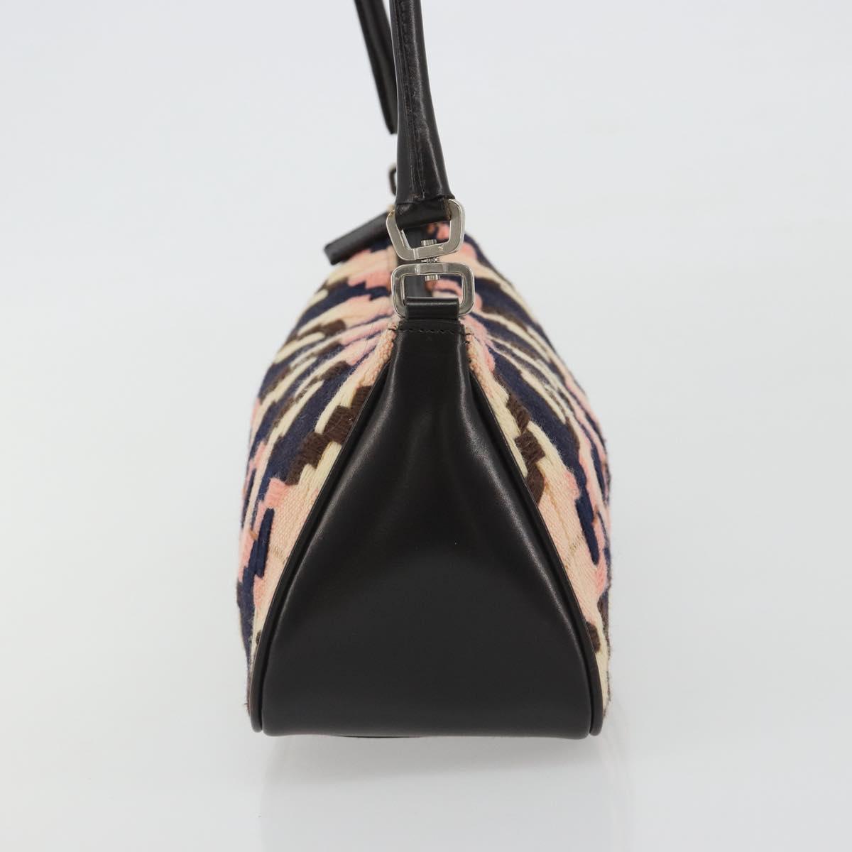 PRADA Shoulder Bag Knitted Fabrics Pink Silver Auth 191277V
