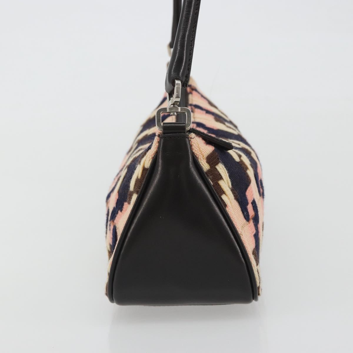PRADA Shoulder Bag Knitted Fabrics Pink Silver Auth 191277V