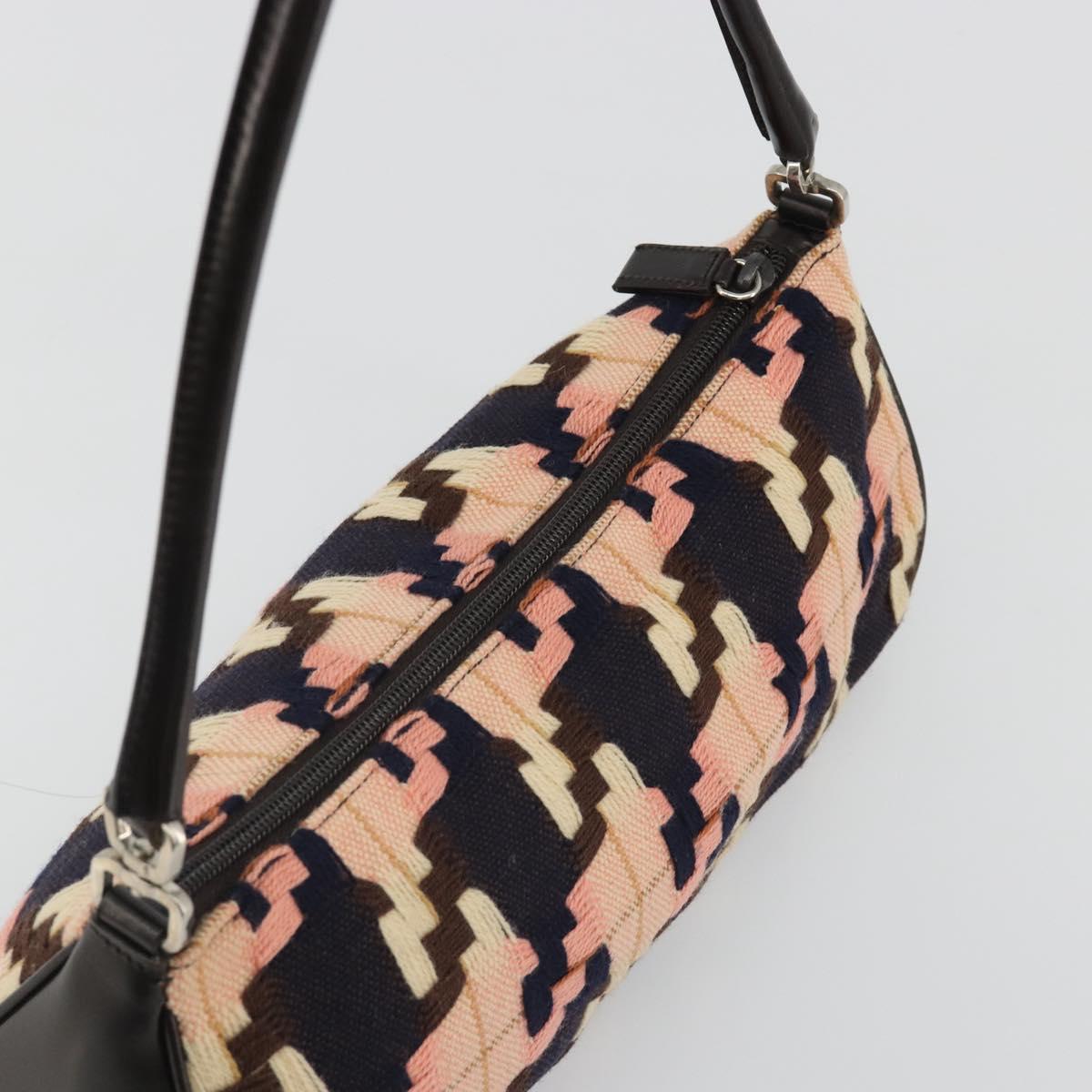 PRADA Shoulder Bag Knitted Fabrics Pink Silver Auth 191277V