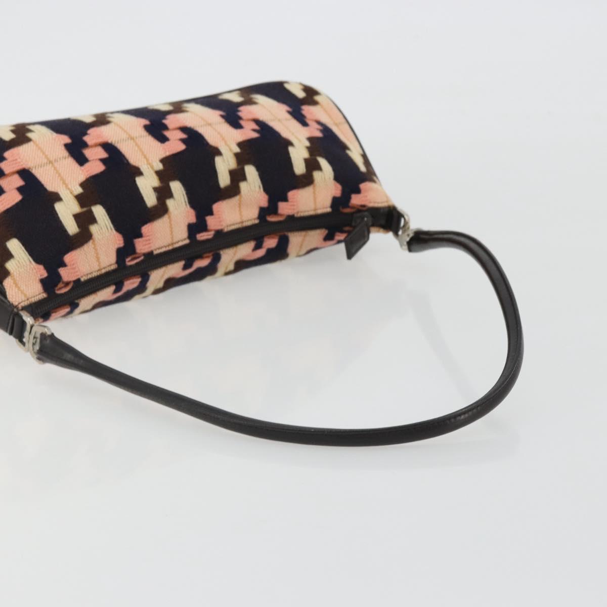 PRADA Shoulder Bag Knitted Fabrics Pink Silver Auth 191277V