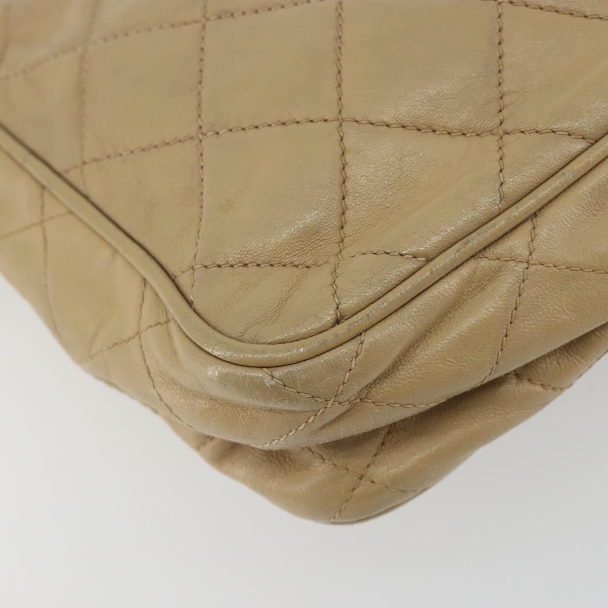 CHANEL Matelasse Chain Shoulder Bag Lamb Skin Beige Gold CC Auth 191285