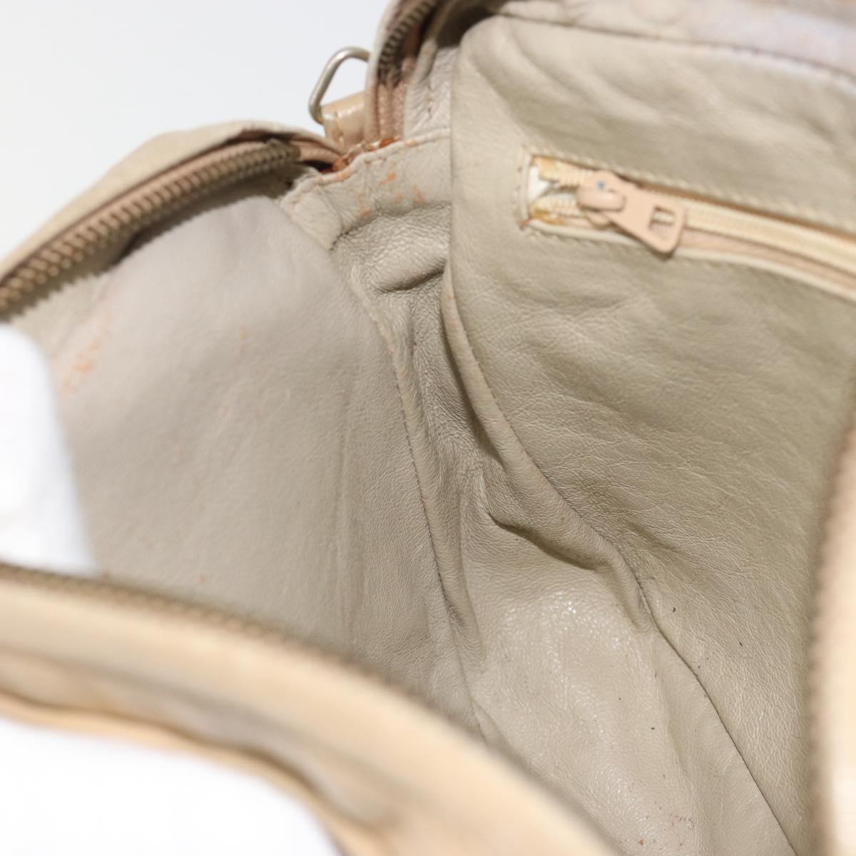 CHANEL Matelasse Chain Shoulder Bag Lamb Skin Beige Gold CC Auth 191285