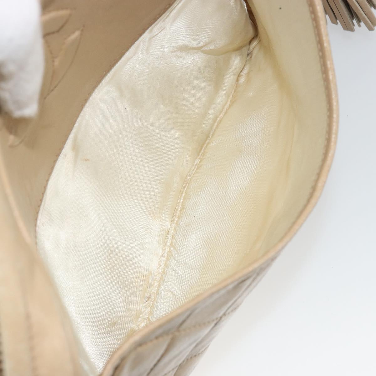 CHANEL Matelasse Chain Shoulder Bag Lamb Skin Beige Gold CC Auth 191285