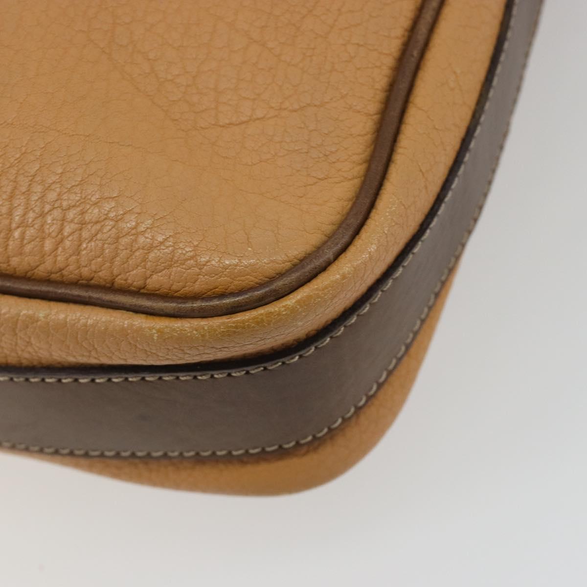 LOEWE Anagram Shoulder Bag Leather Beige Gold Auth 191290