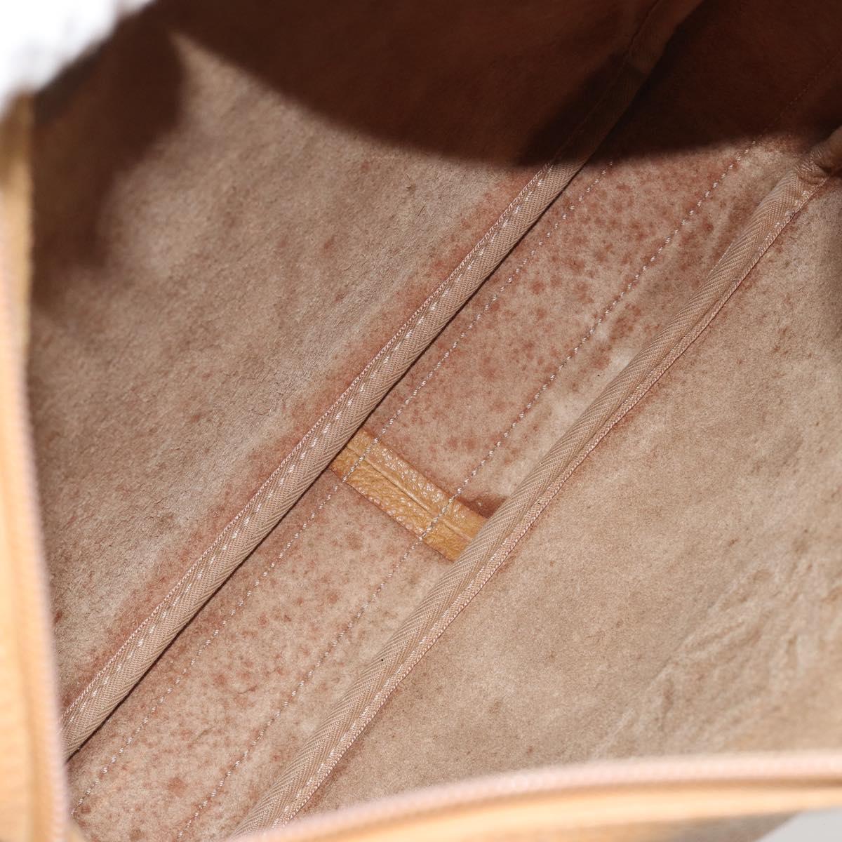 LOEWE Anagram Shoulder Bag Leather Beige Gold Auth 191290