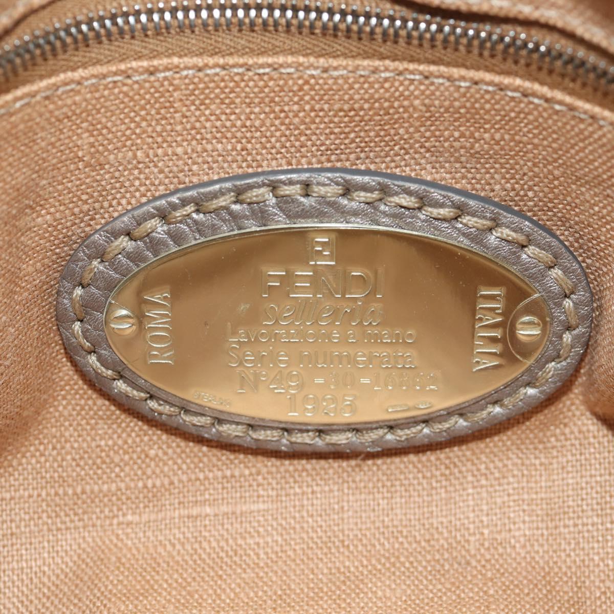 FENDI Celeria Tote Bag Leather Gray Gold Auth 191294V