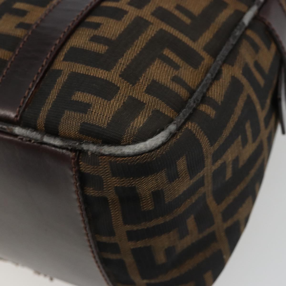 FENDI Zucca Canvas Hand Bag Black Brown Auth 191295